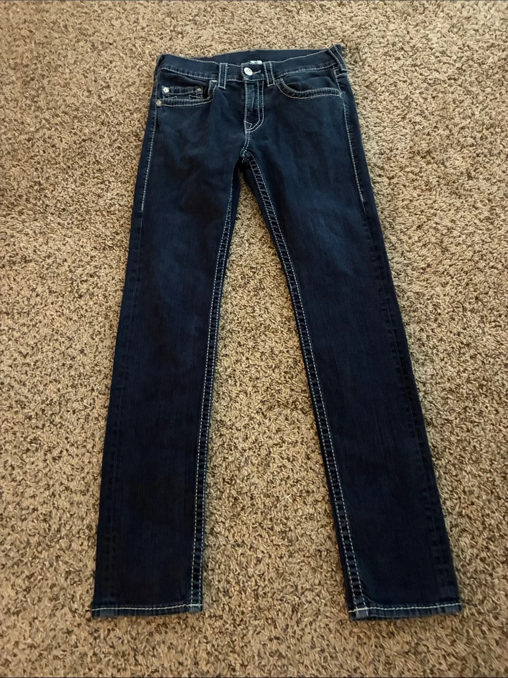 True Religion Jeans Men’s SZ 32 Blue Denim Skinny No flap Big T